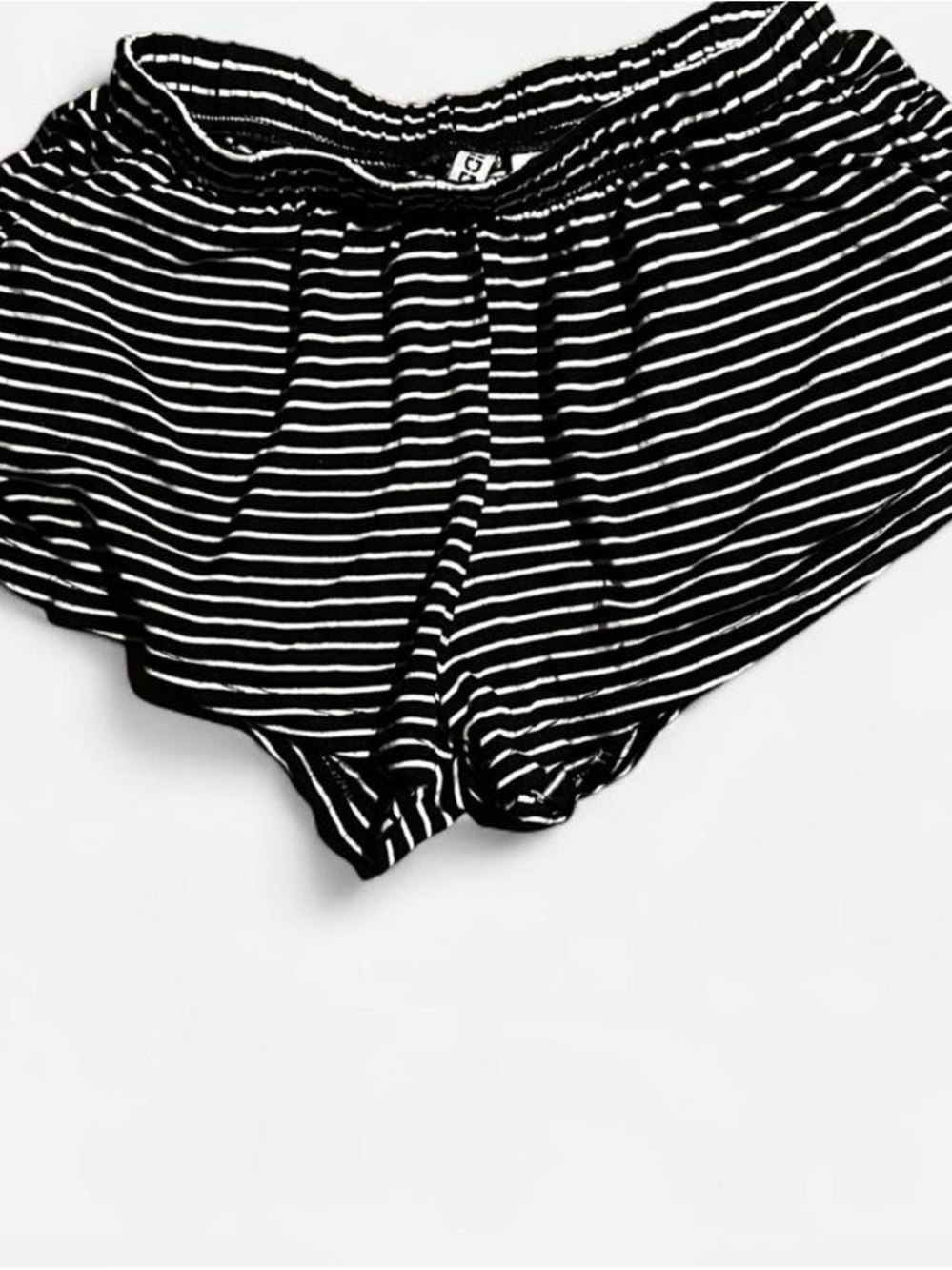 H&M Black and White Striped Elastic Waist Shorts